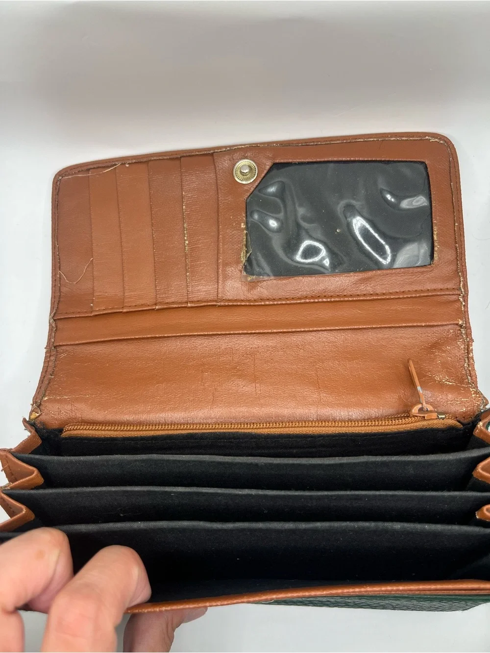 Vintage Outland Green and Brown Leather Wallet